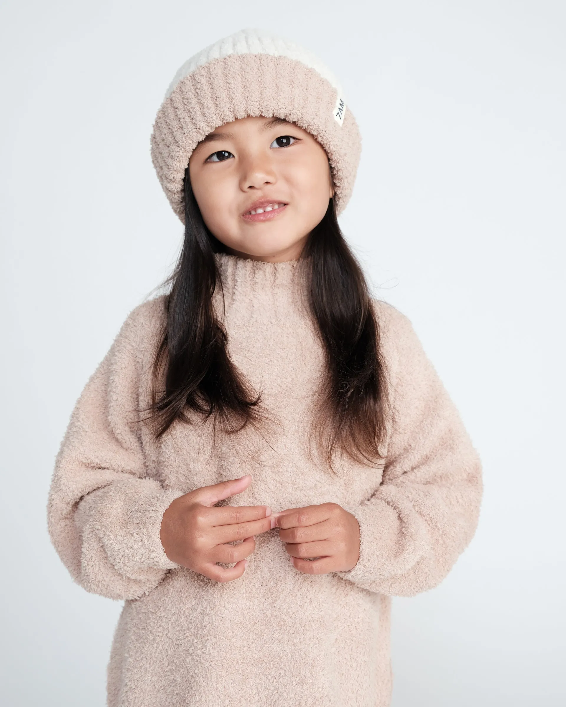 2-Tone Ribbed Beanie - Fuzzy