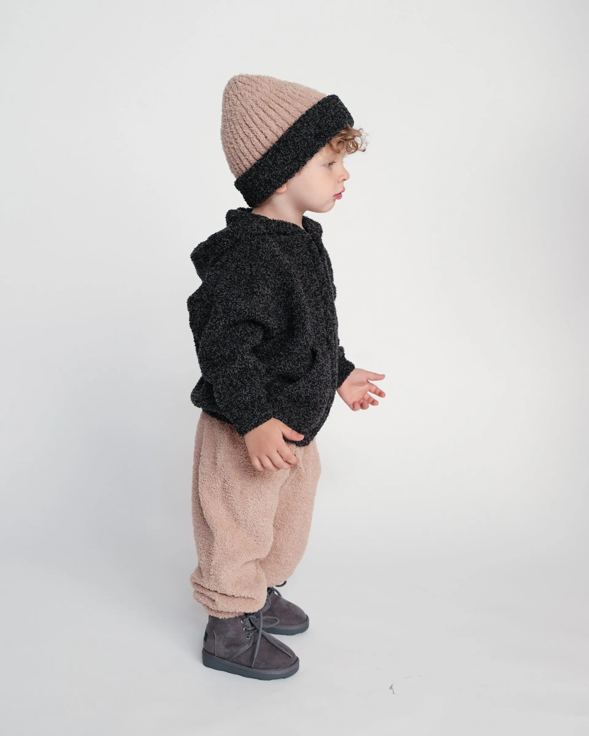 2-Tone Ribbed Beanie - Fuzzy