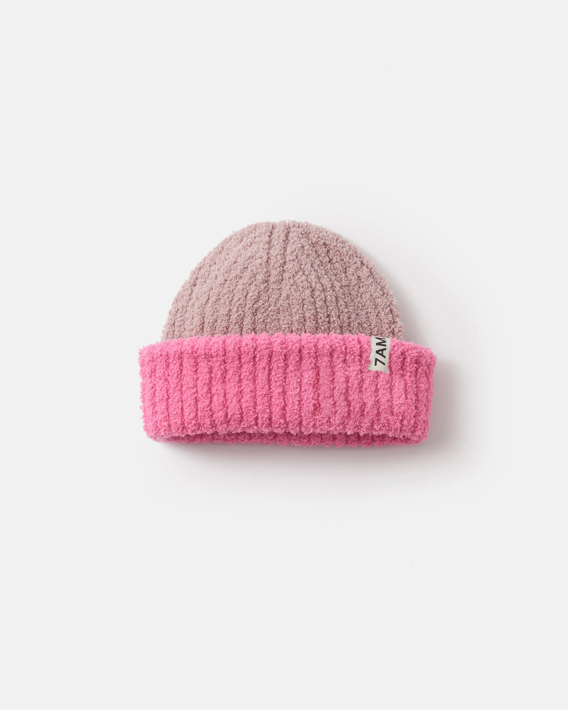 2-Tone Ribbed Beanie - Fuzzy