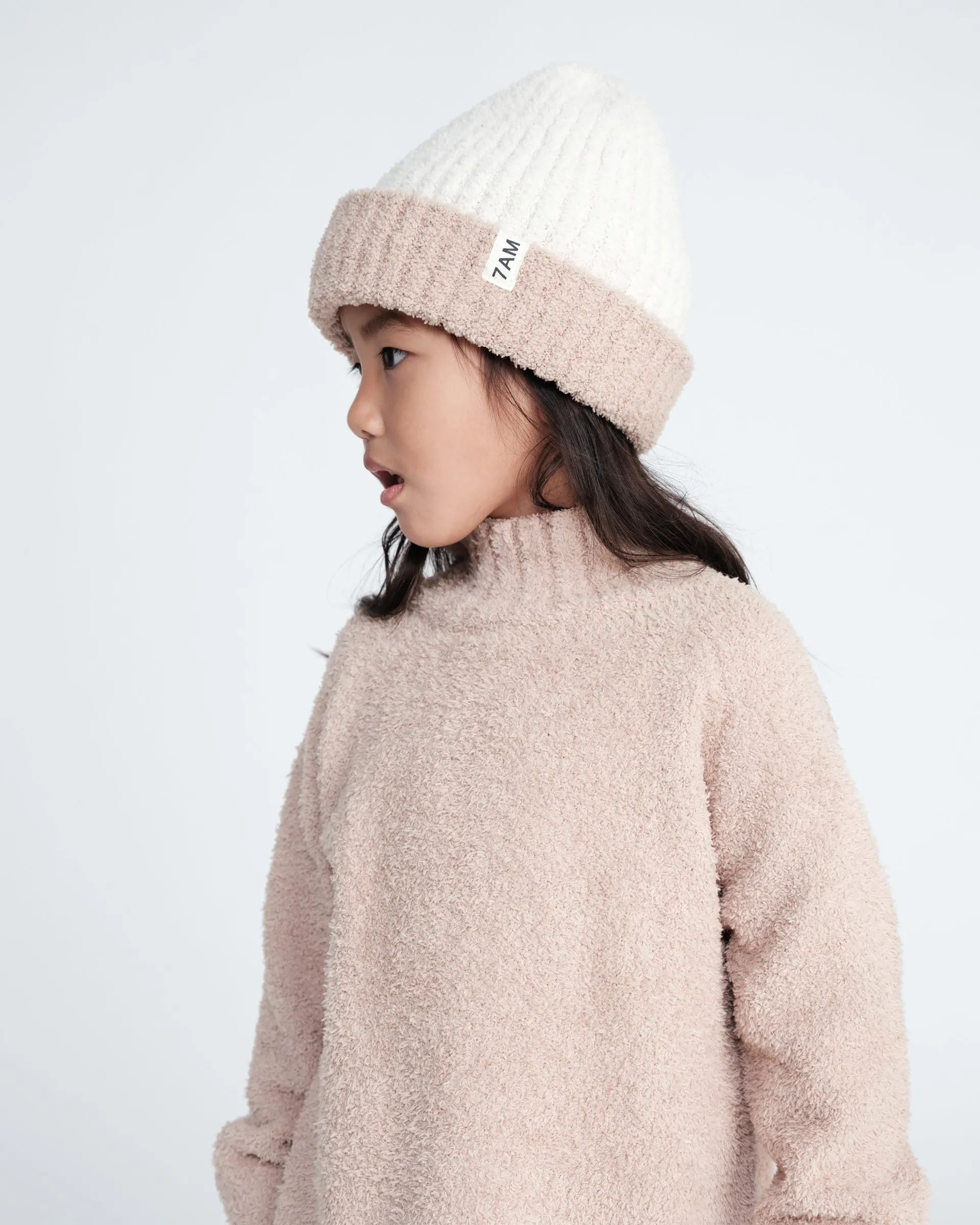 2-Tone Ribbed Beanie - Fuzzy