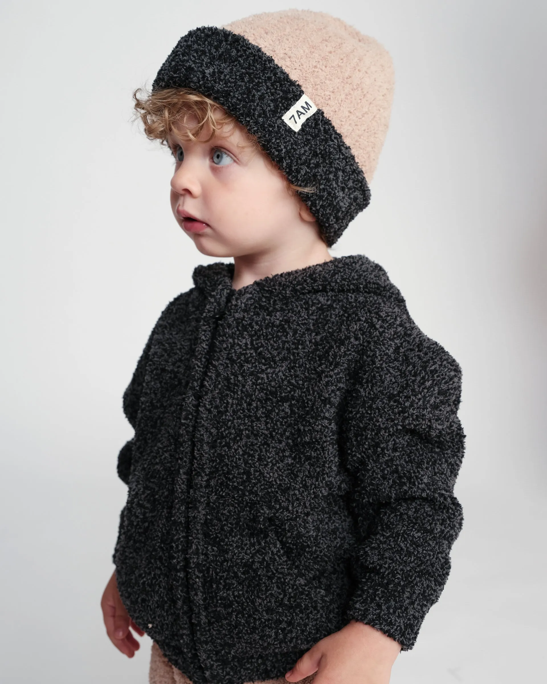 2-Tone Ribbed Beanie - Fuzzy