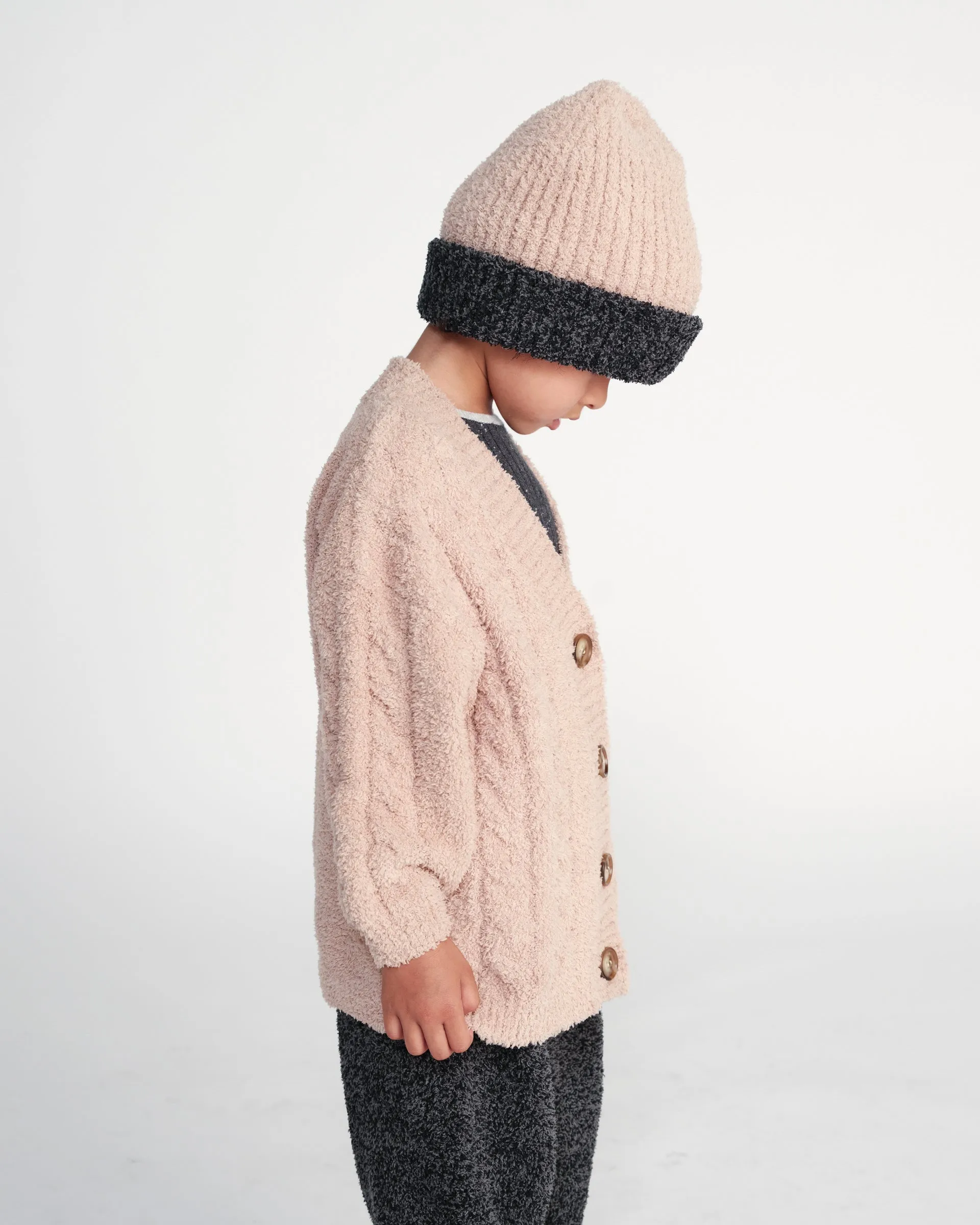 2-Tone Ribbed Beanie - Fuzzy