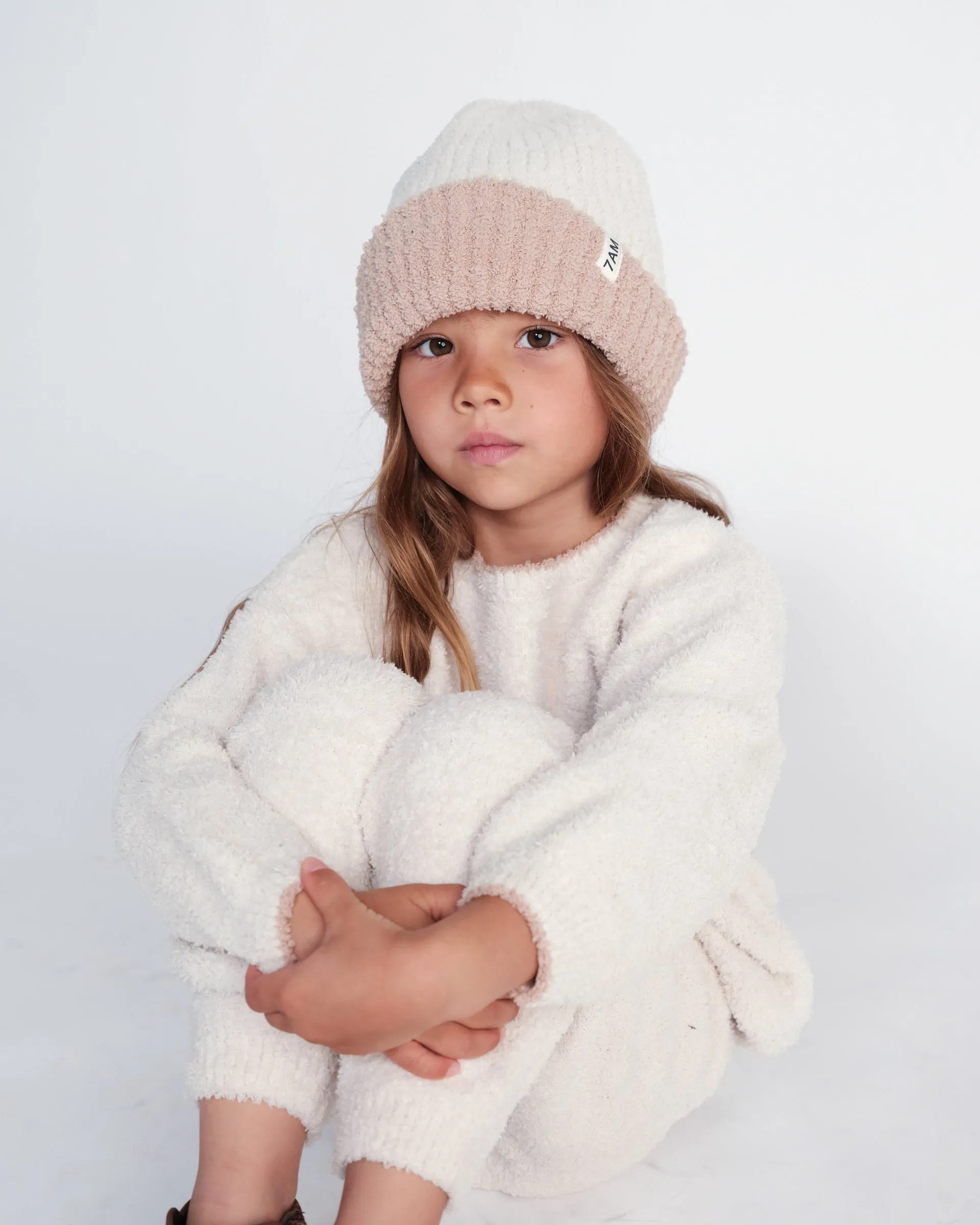 2-Tone Ribbed Beanie - Fuzzy