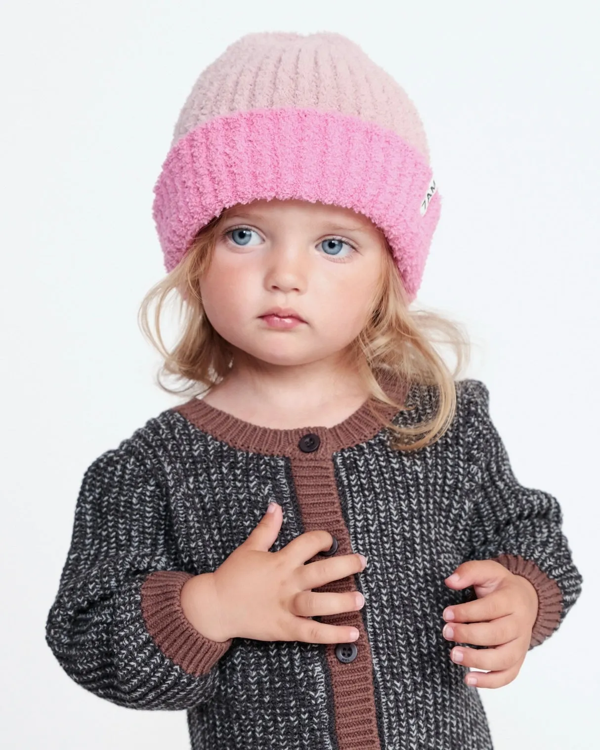 2-Tone Ribbed Beanie - Fuzzy