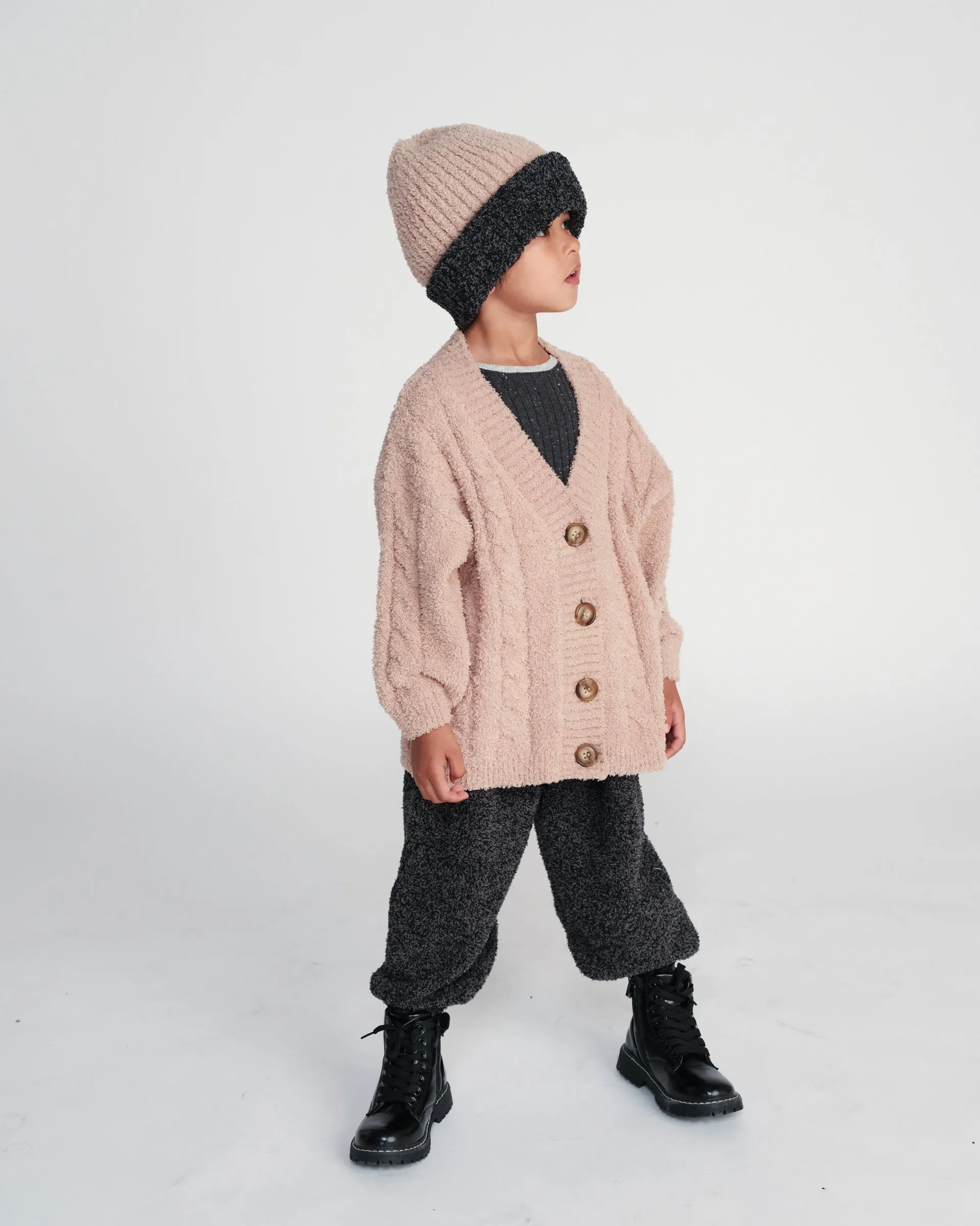 2-Tone Ribbed Beanie - Fuzzy