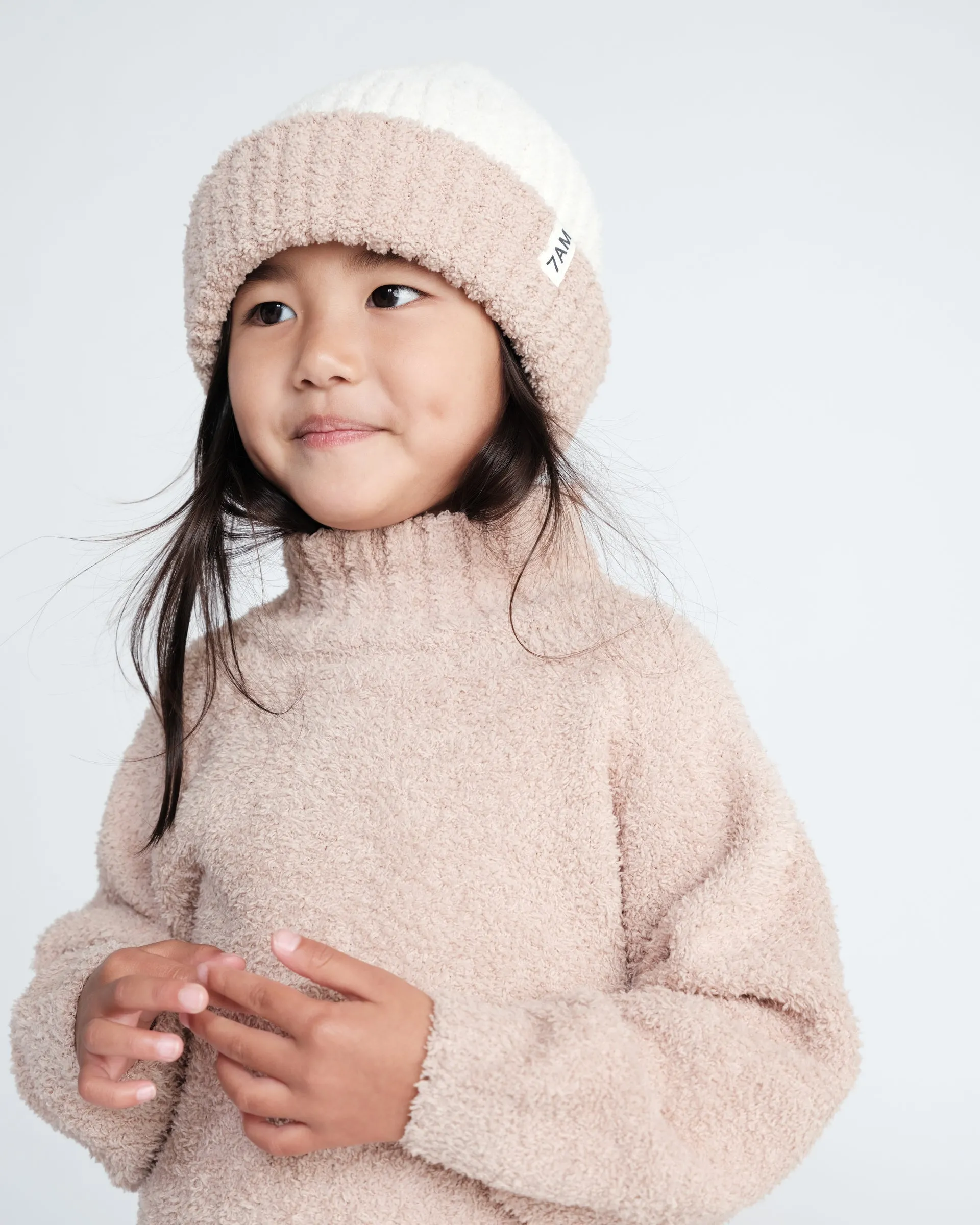 2-Tone Ribbed Beanie - Fuzzy