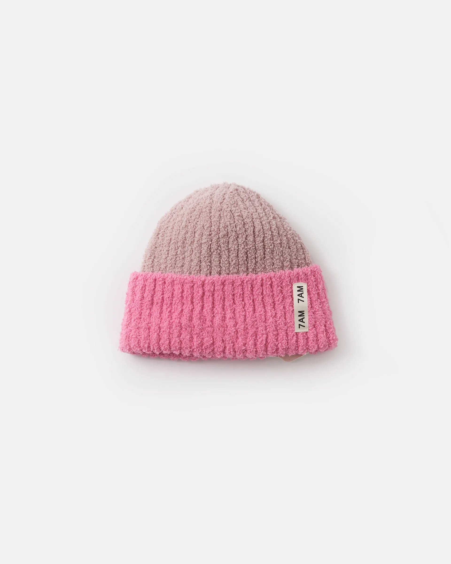 2-Tone Ribbed Beanie - Fuzzy