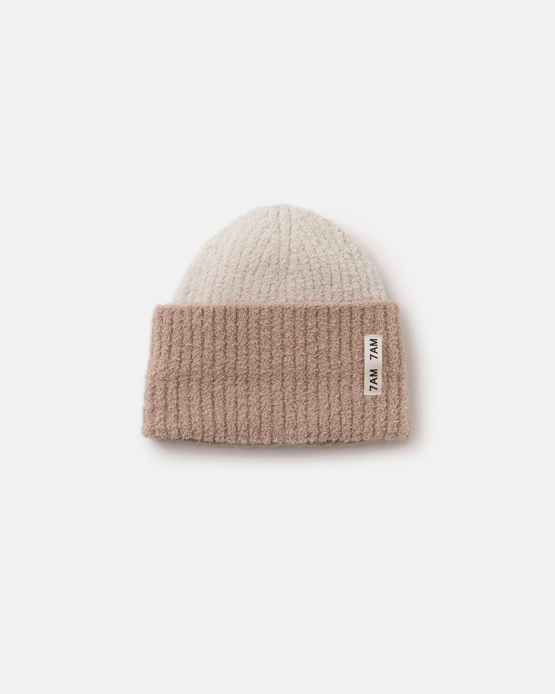 2-Tone Ribbed Beanie - Fuzzy