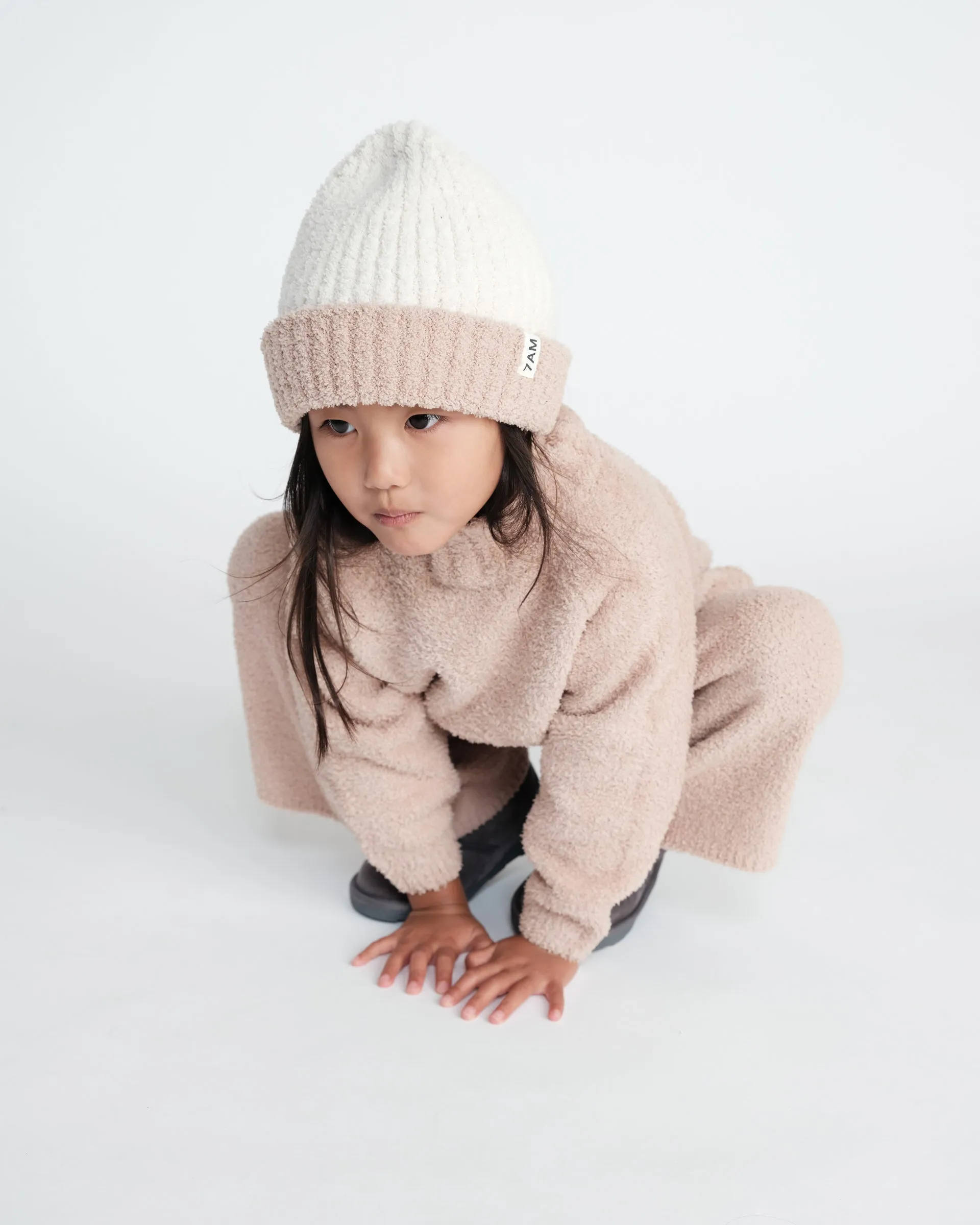 2-Tone Ribbed Beanie - Fuzzy