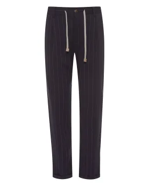 $545 ELEVENTY - JOGGER *Draw String* Blue Chalk Stripe Dress/Casual Pants- 38W