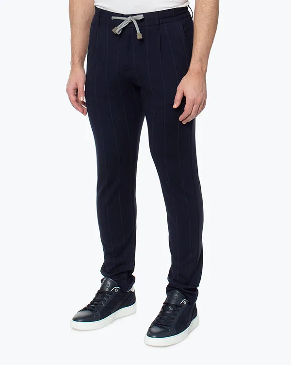 $545 ELEVENTY - JOGGER *Draw String* Blue Chalk Stripe Dress/Casual Pants- 38W