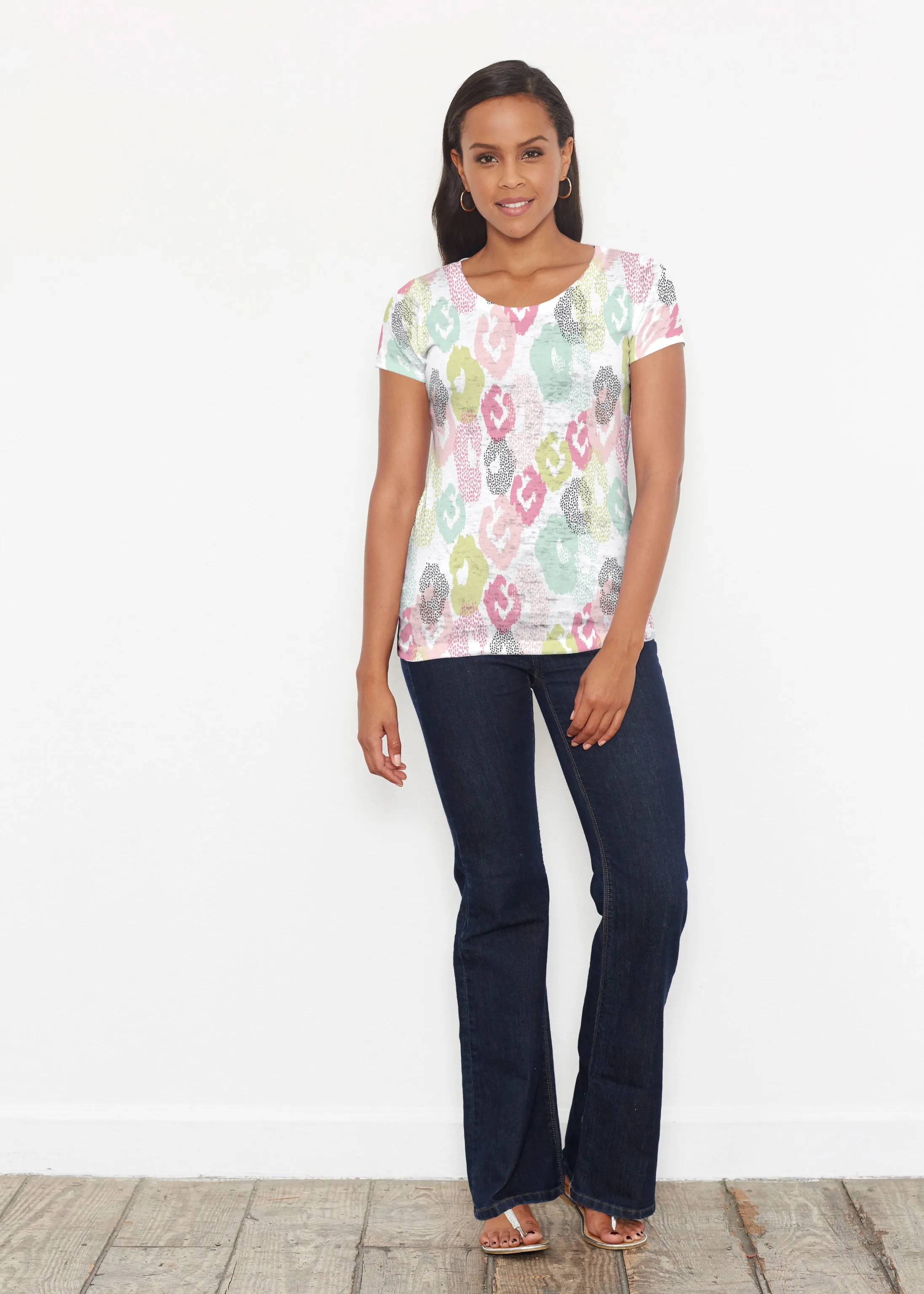 Abstract Pastel Ikat (7813) ~ Signature Short Sleeve Scoop Shirt