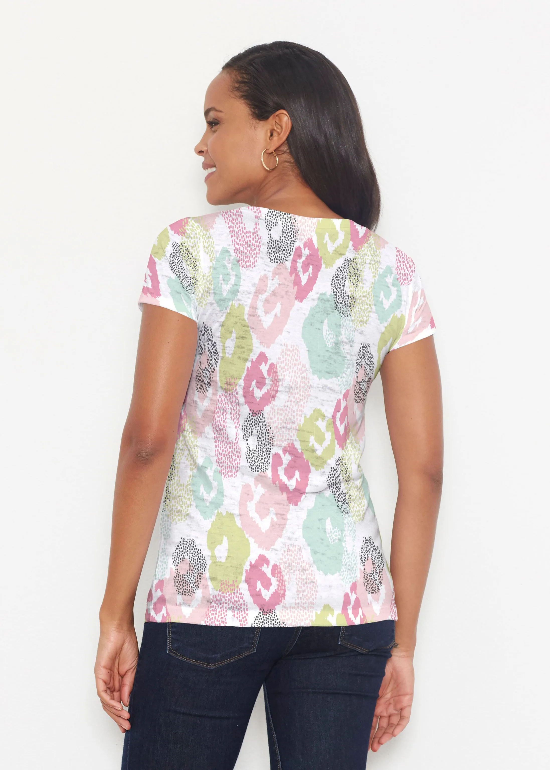 Abstract Pastel Ikat (7813) ~ Signature Short Sleeve Scoop Shirt