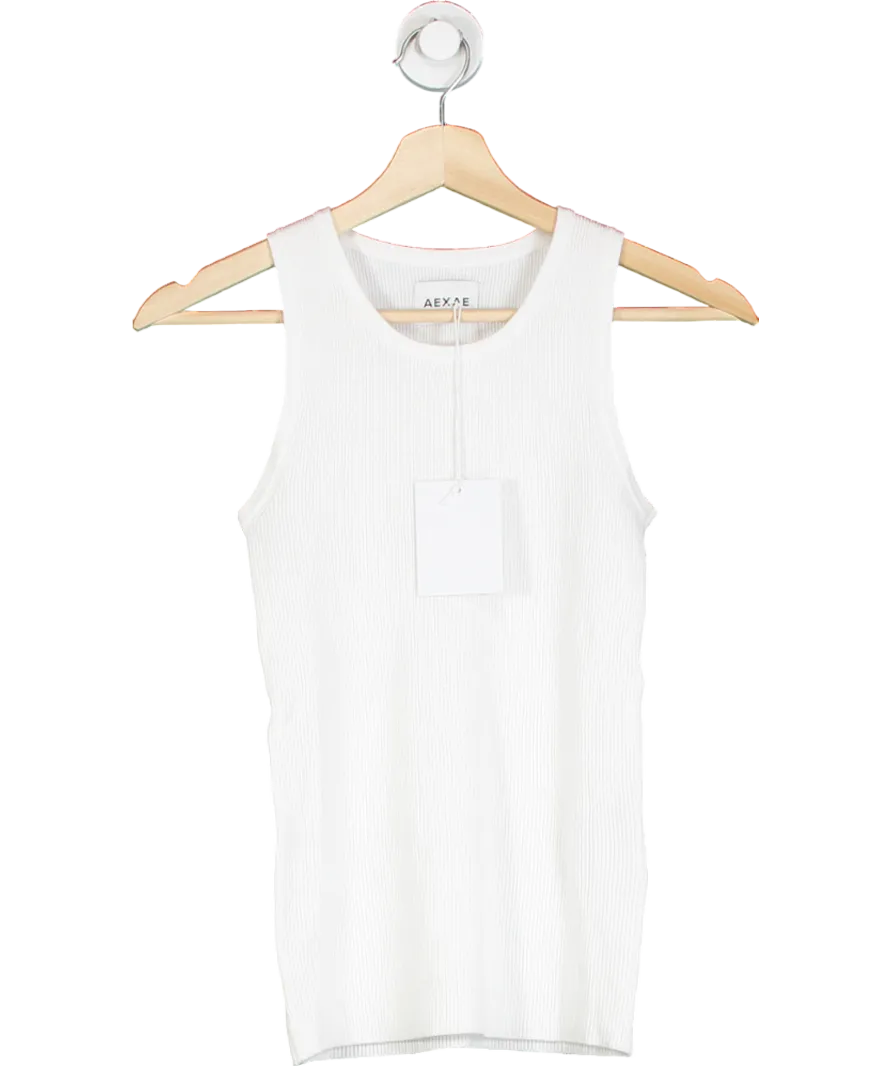 aexae Knit Ribbed Top In White UK S