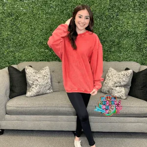 Alexis Corded Pullover Top -Red