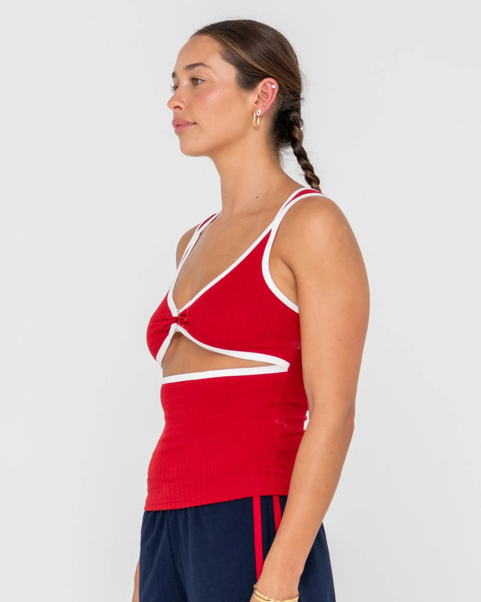 Ashley Ribbed Cut Out Top