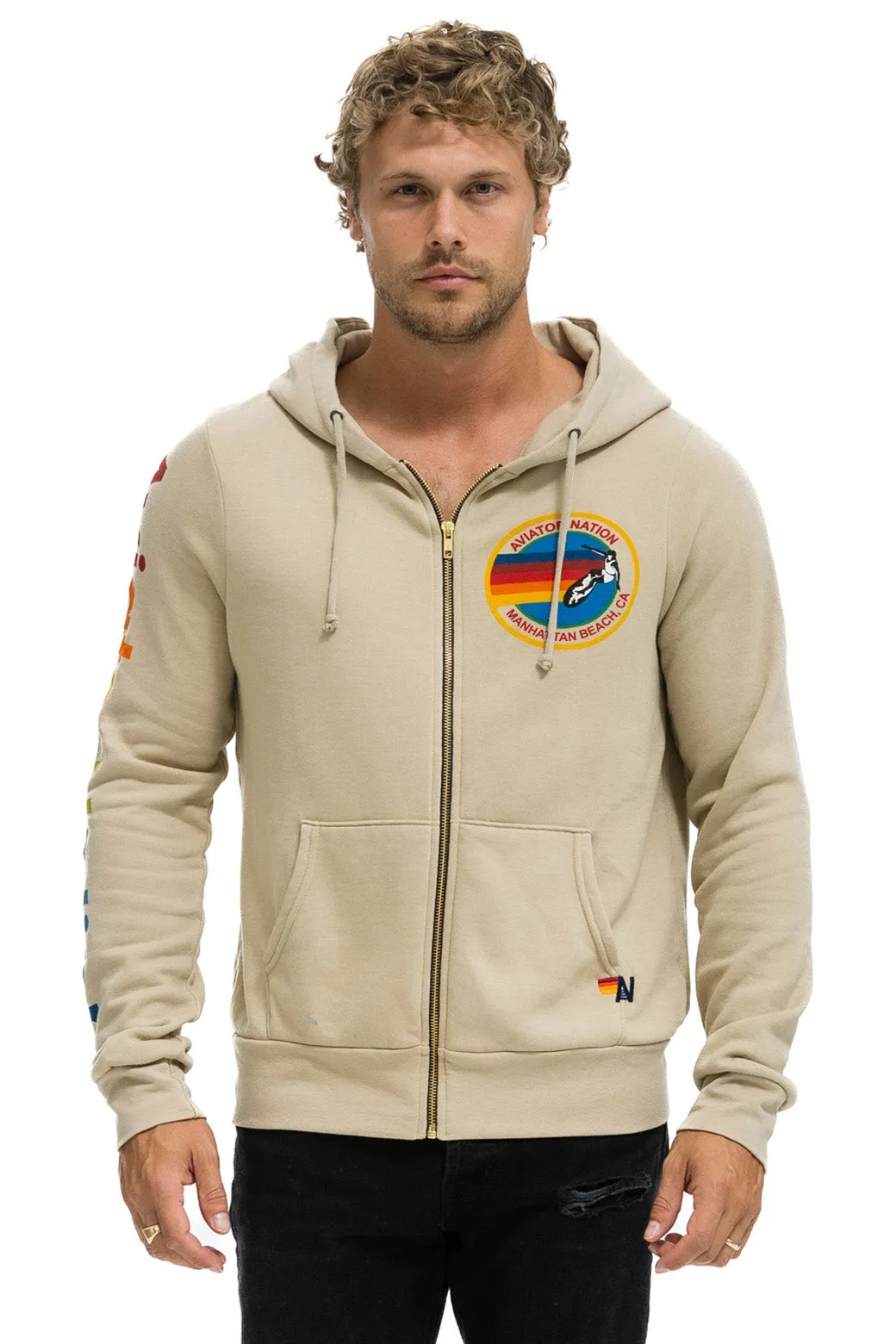 AVIATOR NATION MANHATTAN BEACH HOODIE - SAND