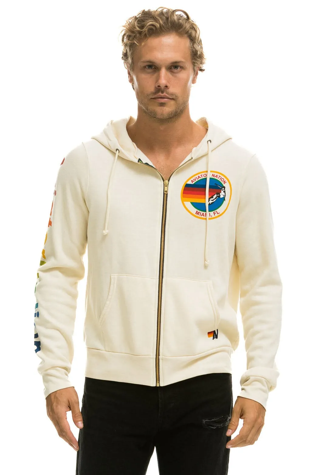 AVIATOR NATION MIAMI HOODIE - VINTAGE WHITE