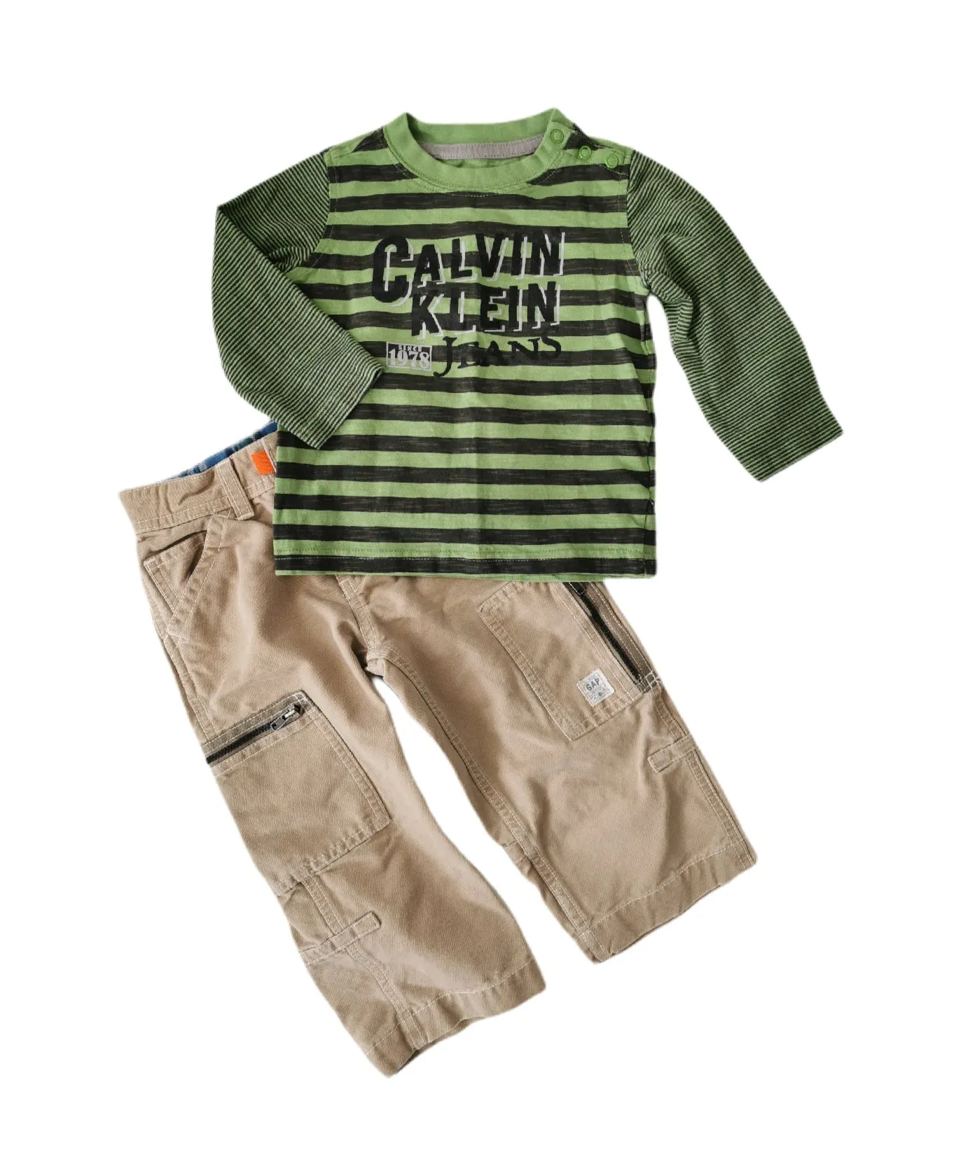 BABY BOY SIZE 18/24 MONTHS - CALVIN KLEIN & Baby GAP, 2 Piece Mix N Match Outfit EUC B14