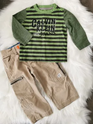 BABY BOY SIZE 18/24 MONTHS - CALVIN KLEIN & Baby GAP, 2 Piece Mix N Match Outfit EUC B14