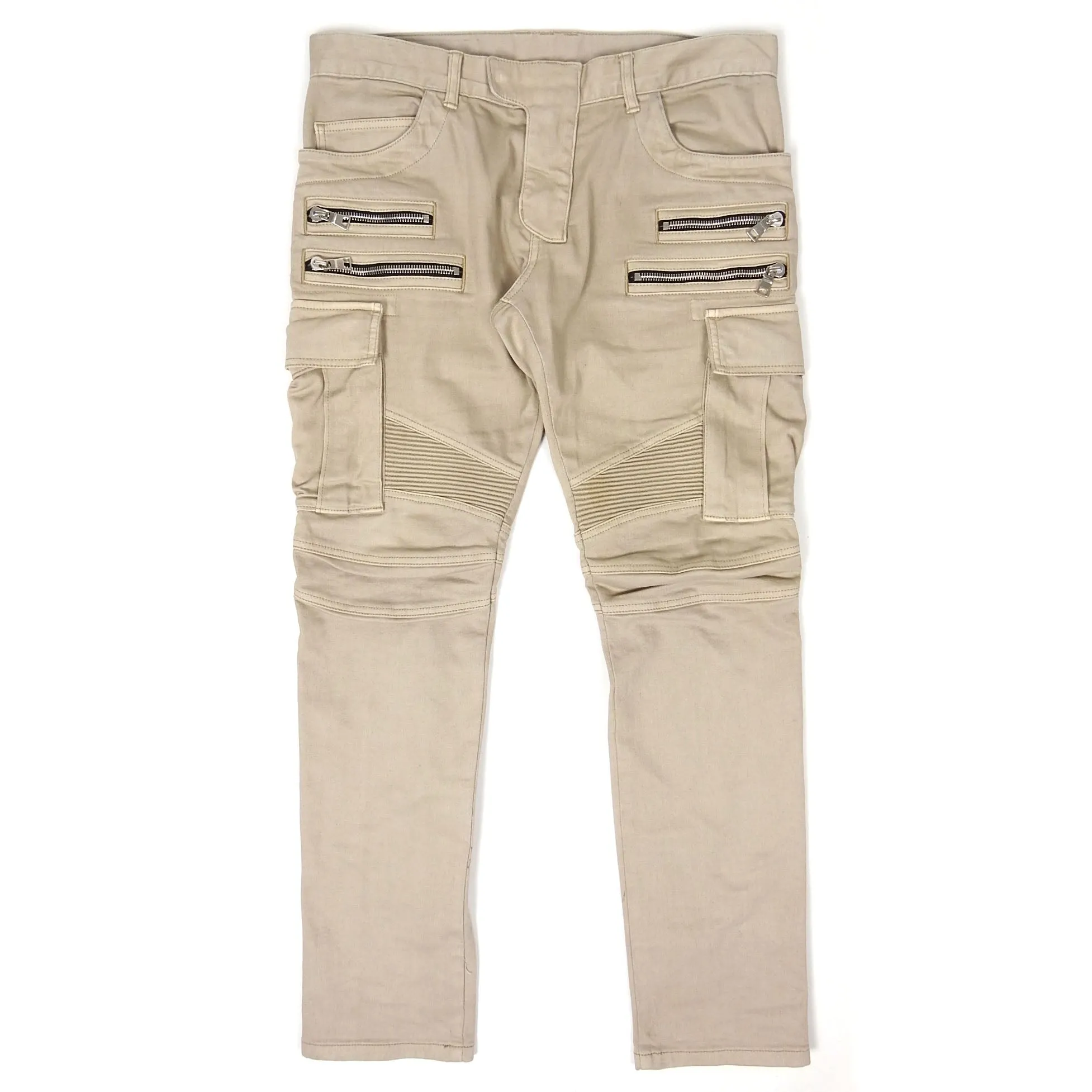 Balmain Denim Cargo Biker Pants Size 34