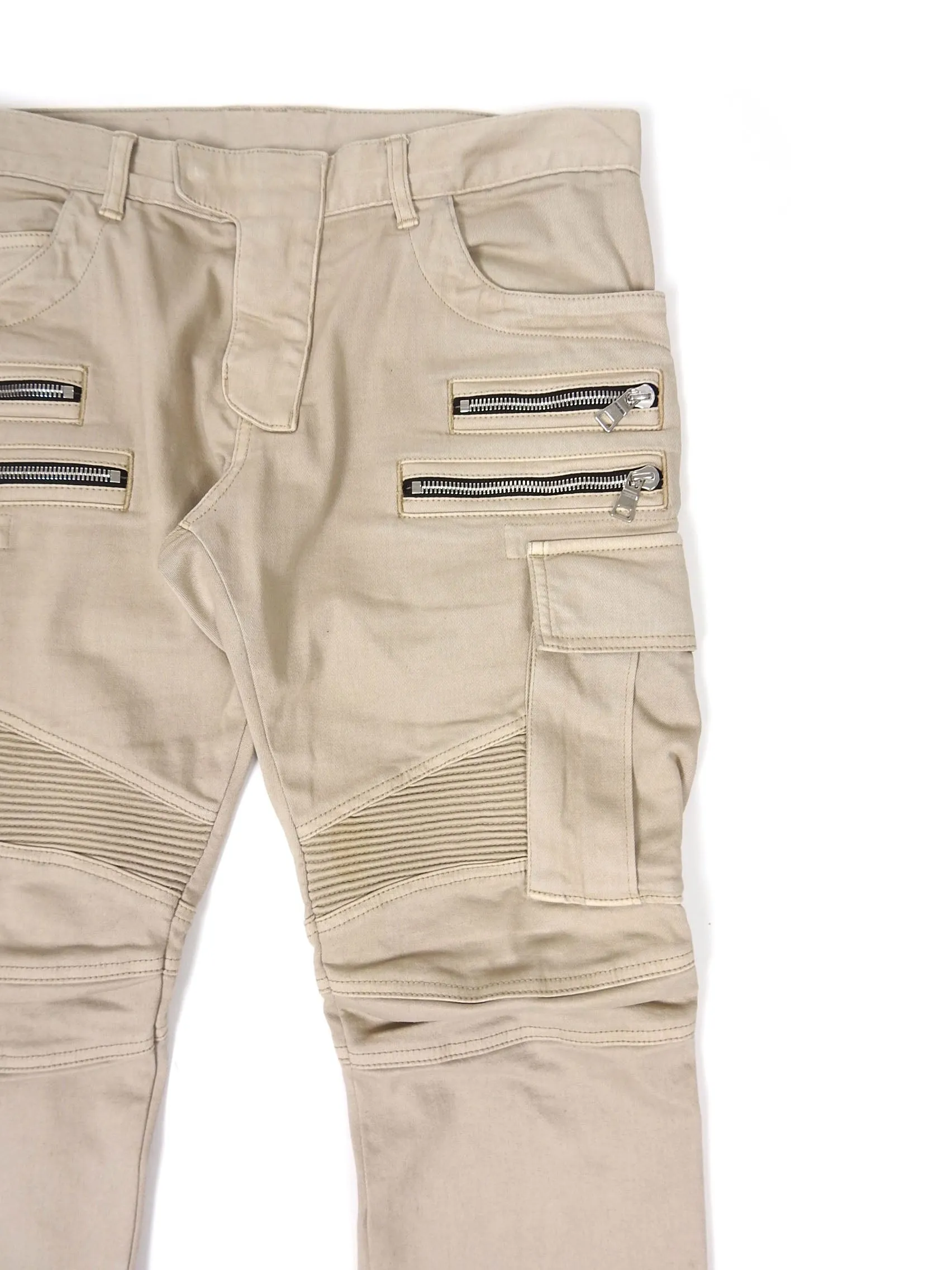 Balmain Denim Cargo Biker Pants Size 34