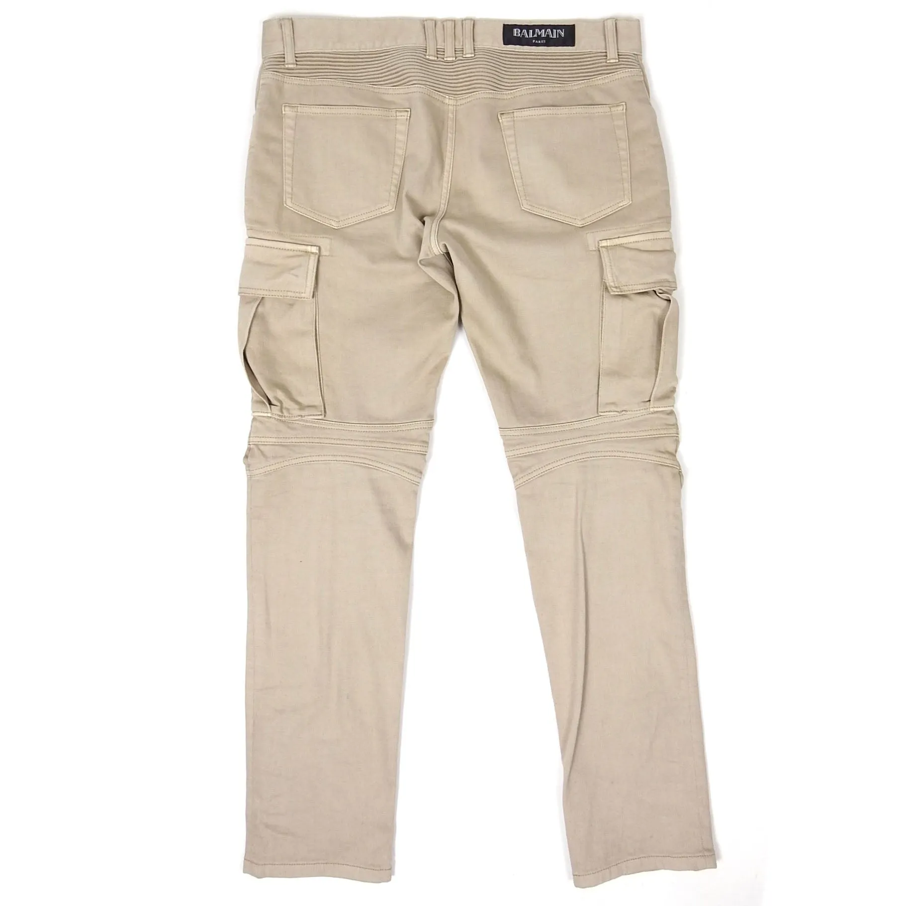 Balmain Denim Cargo Biker Pants Size 34
