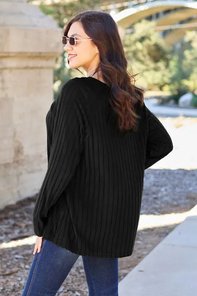 Basic Bae Full Size Ribbed Round Neck Long Sleeve Knit Top (5 Colors)