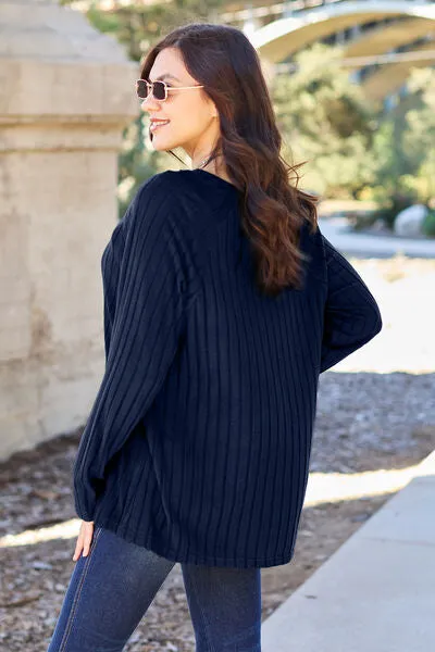 Basic Bae Full Size Ribbed Round Neck Long Sleeve Knit Top (5 Colors)