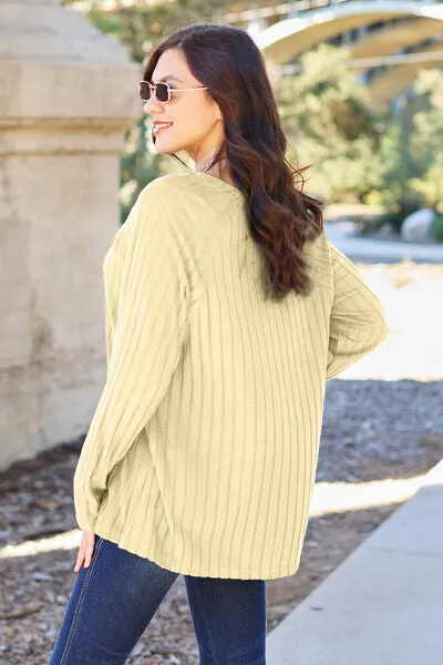 Basic Bae Full Size Ribbed Round Neck Long Sleeve Knit Top (5 Colors)