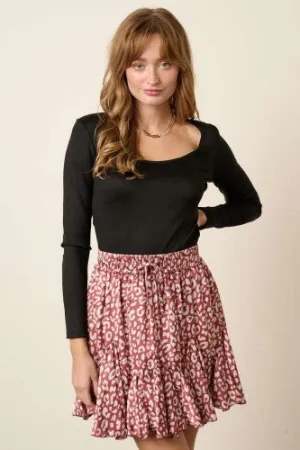 Black Scoop Neck Rib L/S Layering