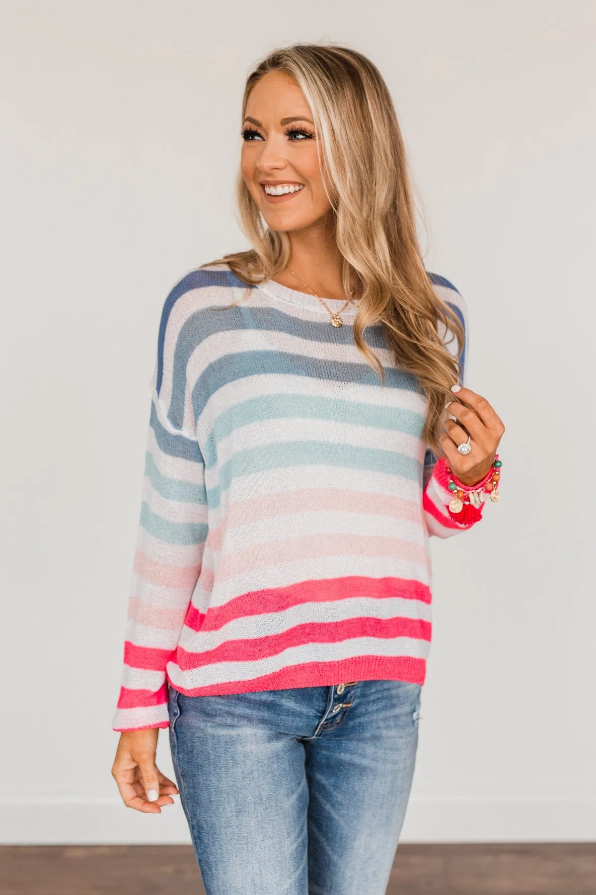 Blessed Days Striped Knit Top- Shades of Pink & Blue
