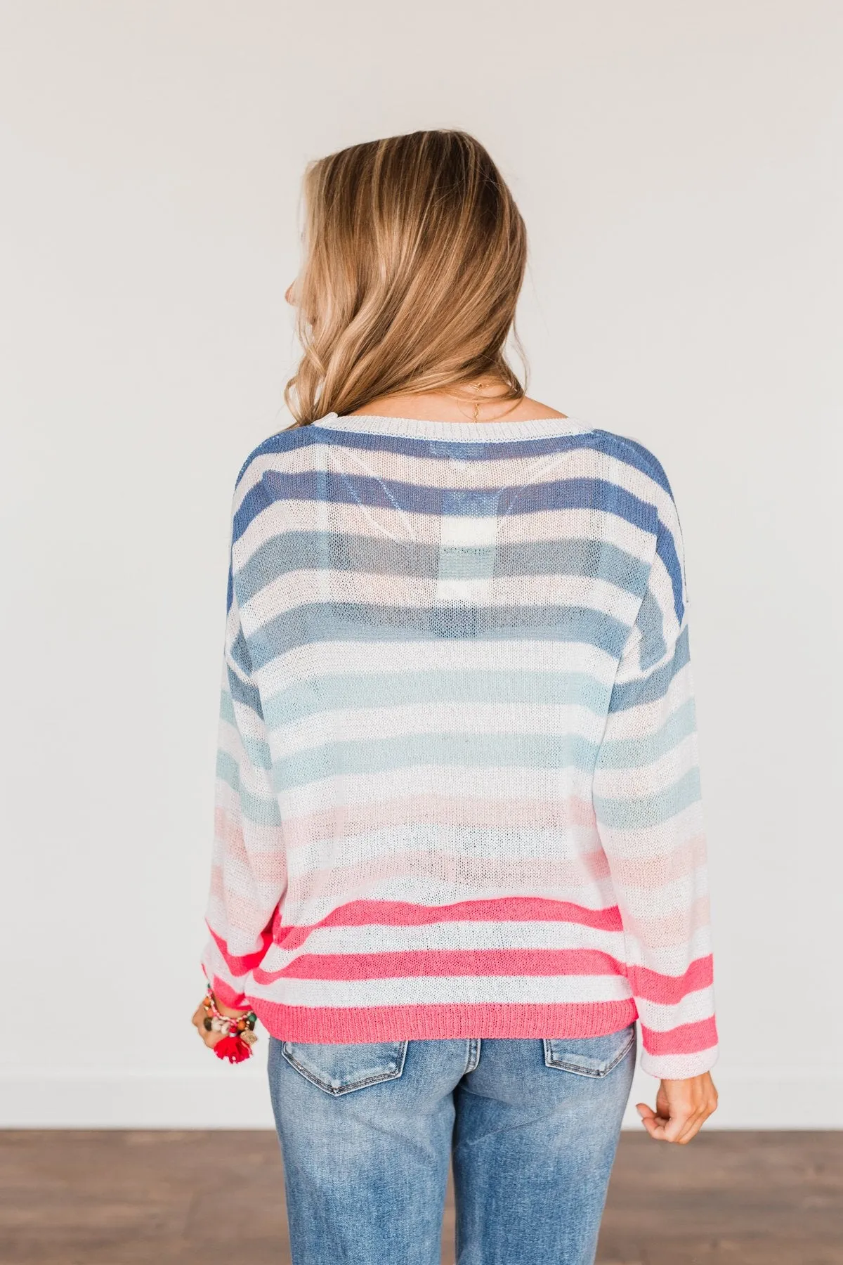 Blessed Days Striped Knit Top- Shades of Pink & Blue