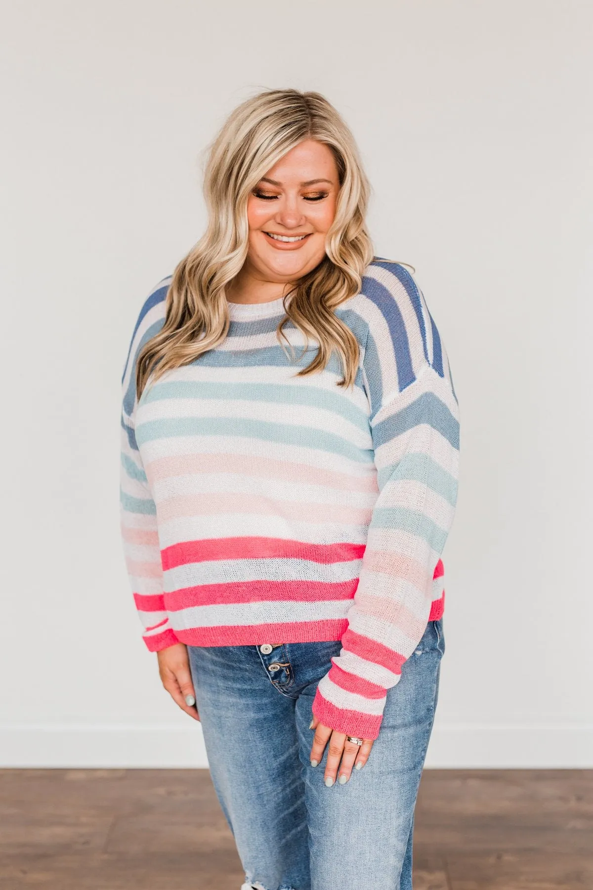 Blessed Days Striped Knit Top- Shades of Pink & Blue