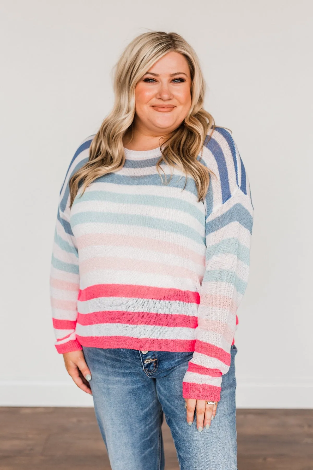 Blessed Days Striped Knit Top- Shades of Pink & Blue