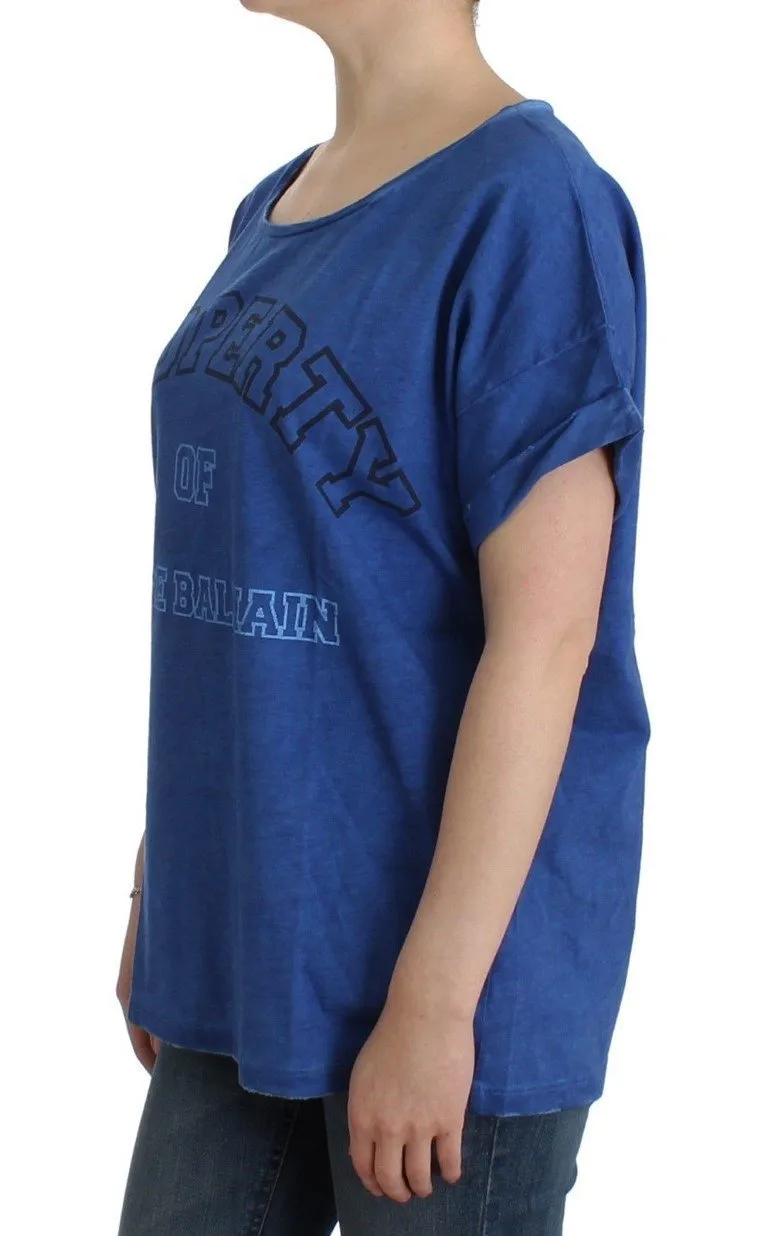 Blue printed cotton t-shirt
