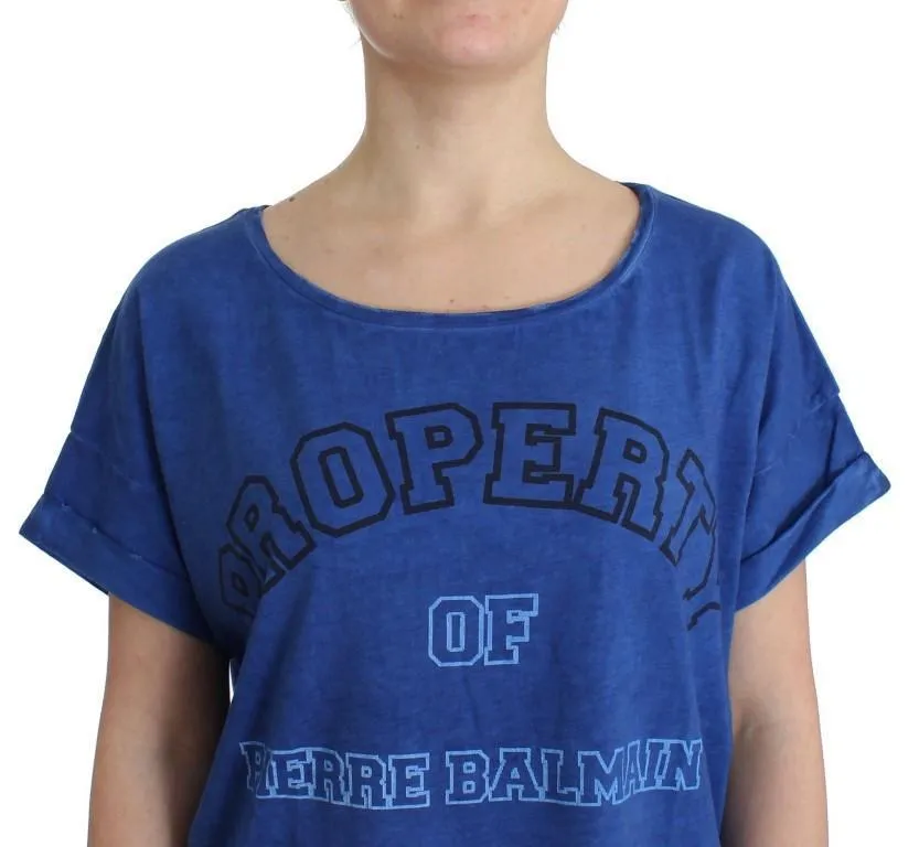 Blue printed cotton t-shirt