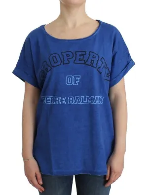 Blue printed cotton t-shirt
