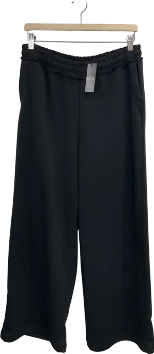 boohooMan Black Extreme Wide Leg Raw Edge Loopback Jogger UK S
