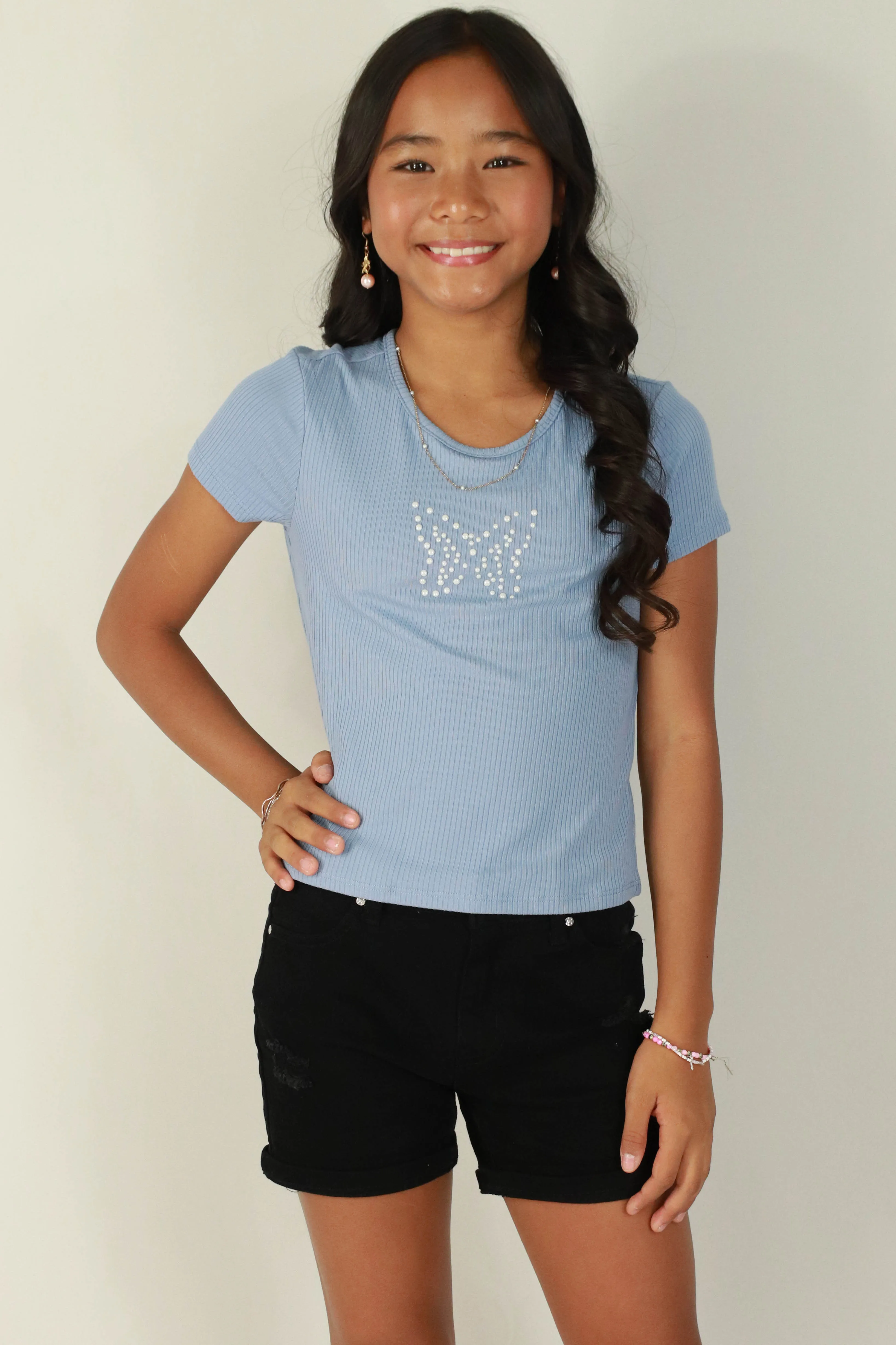 BUTTERFLY PEARL TOP | KIDS SIZE 7-16