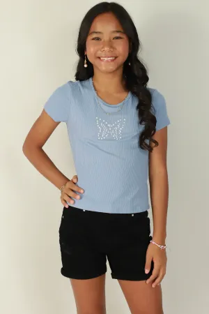 BUTTERFLY PEARL TOP | KIDS SIZE 7-16