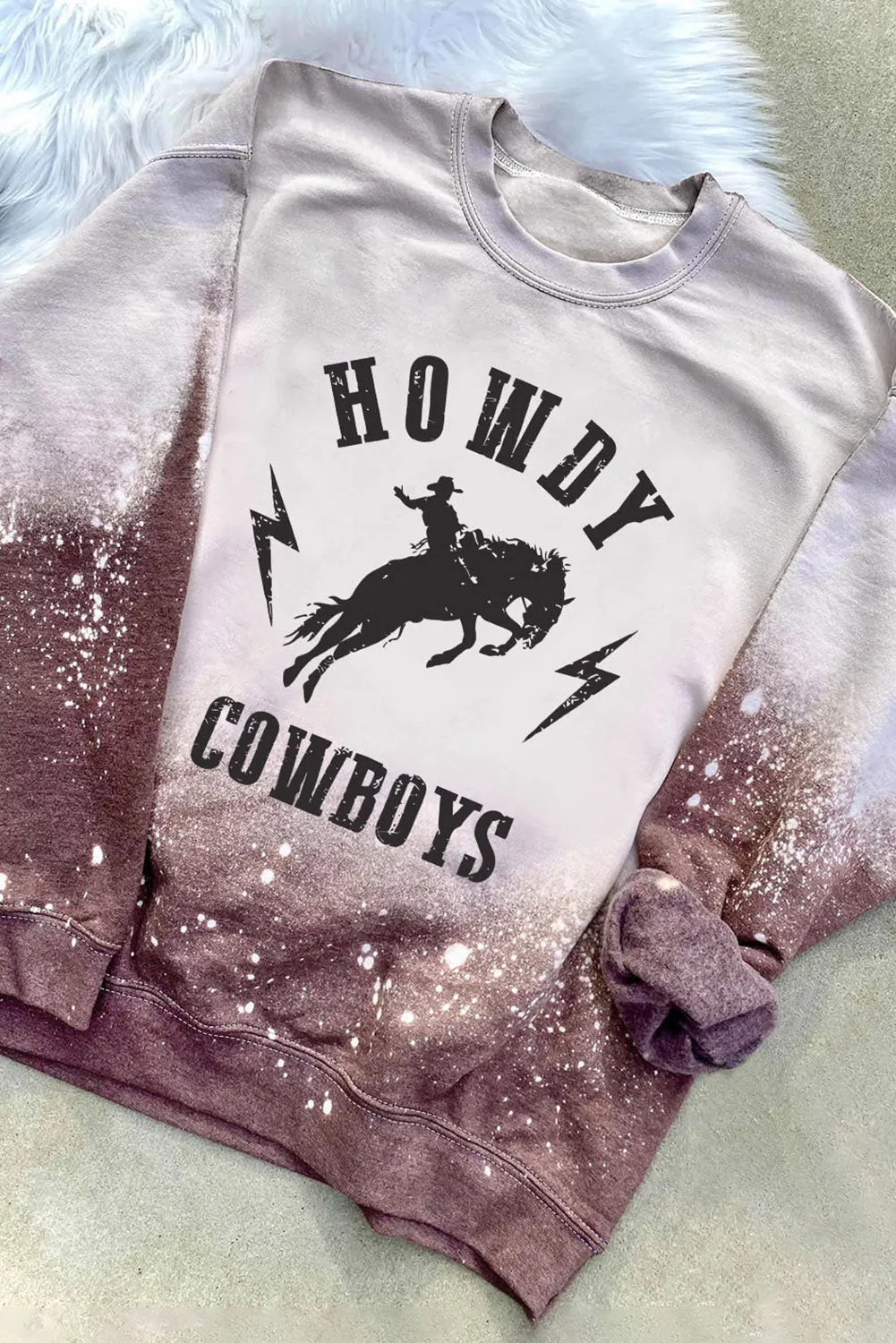 Casual HOWDY COWBOYS Tie Dye Print Graphic Sweatshirt