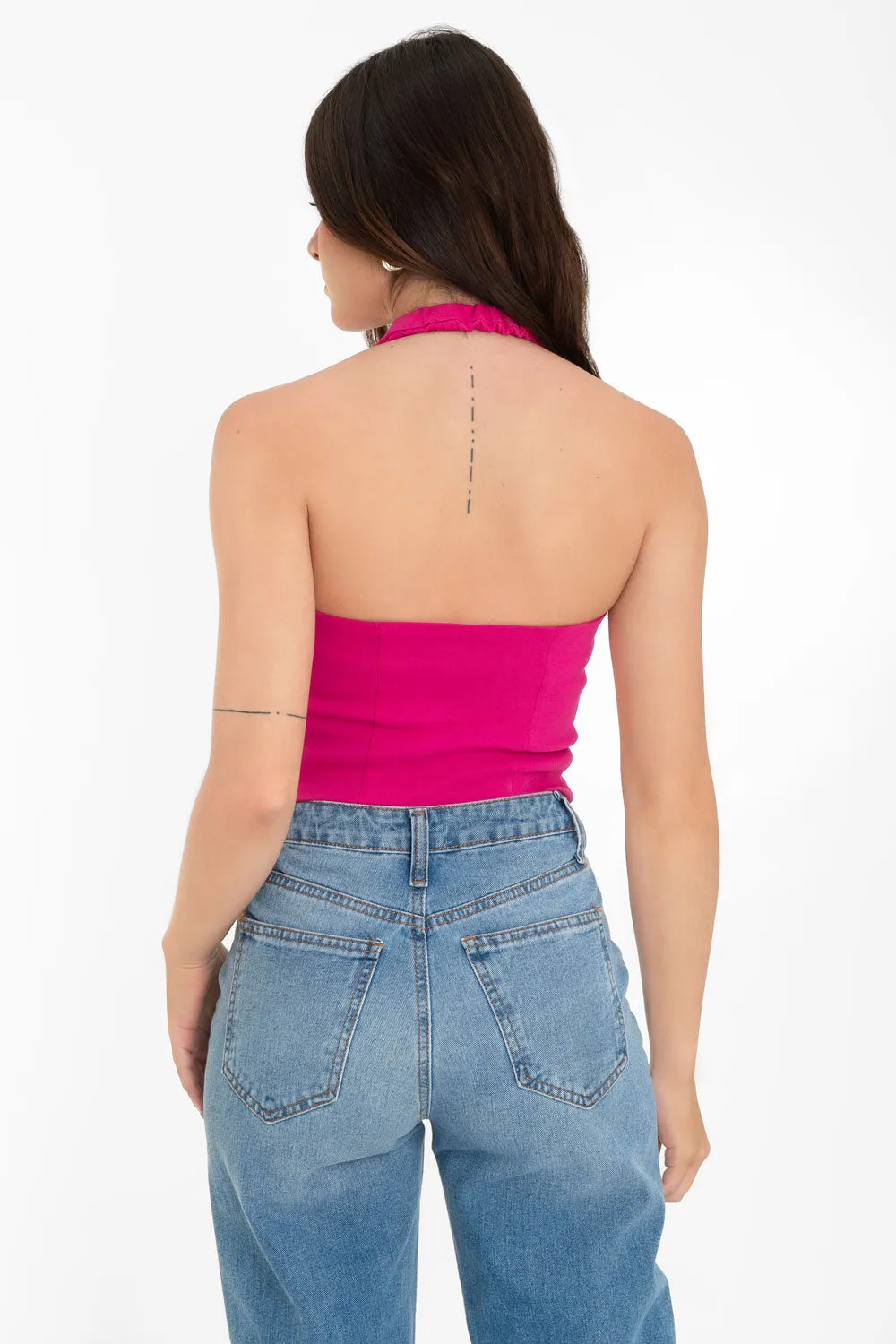 Chaleco corto halter escote espalda