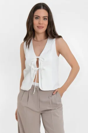 Chaleco de fit recto escote v con lazos
