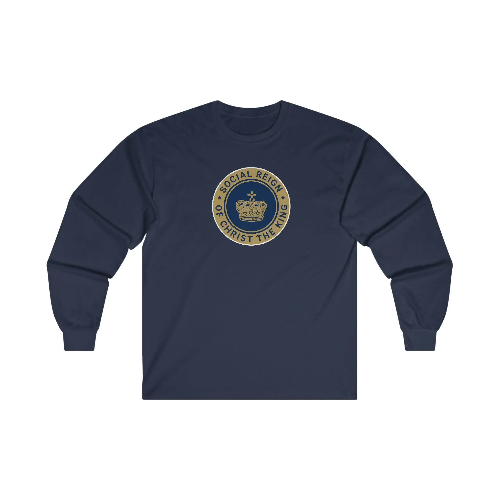 Christ the King Crown Navy long sleeve Tee Shirt