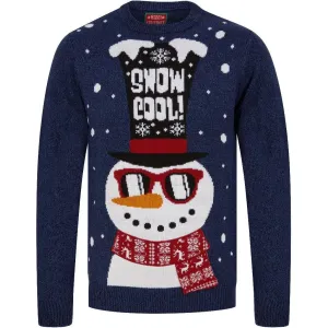 Christmas Snowman Shades LED Light Up Mens Jumper - Navy