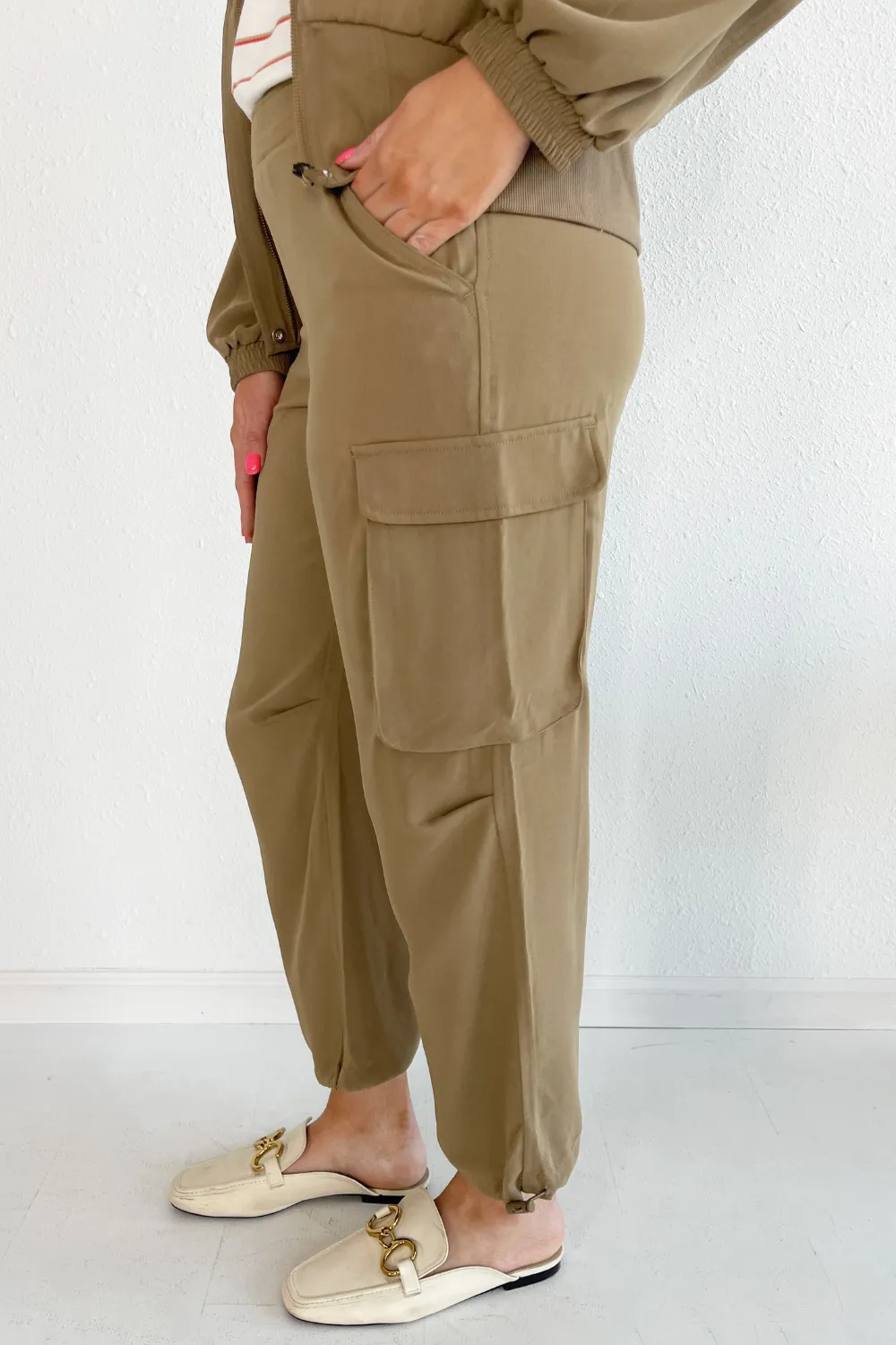 Cinch Hem Pullon Parachute Cargo Pants