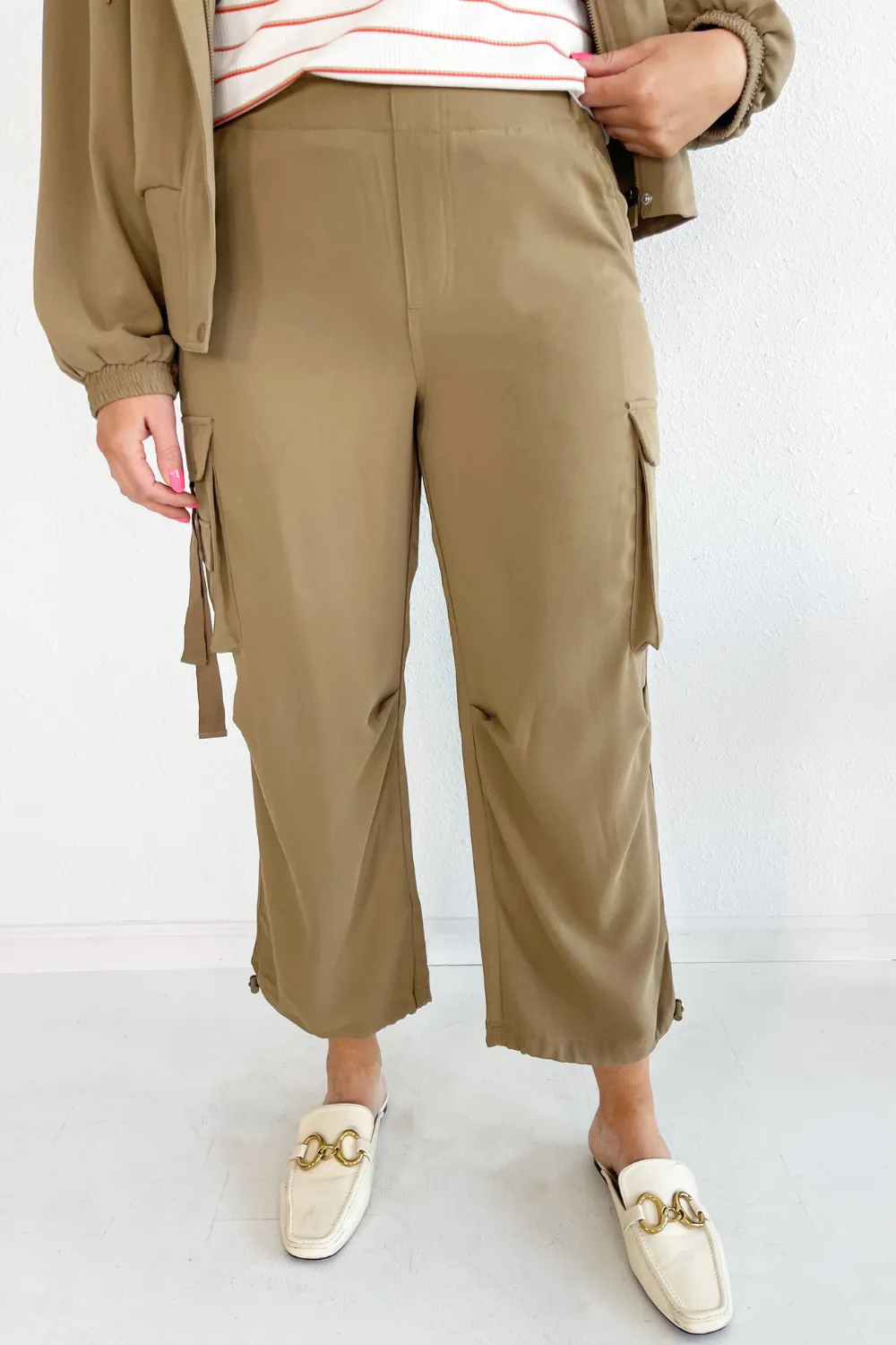 Cinch Hem Pullon Parachute Cargo Pants