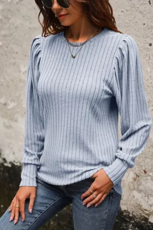 Claira Ribbed Top - Blue