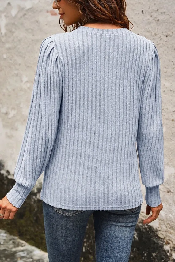 Claira Ribbed Top - Blue